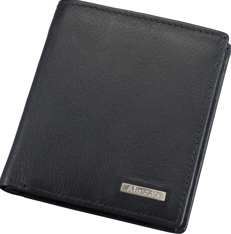 Alassio Mini portefeuille, cuir, format haut, noir