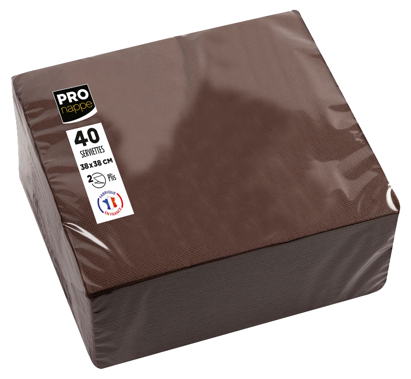 PROnappe Serviette de table jetable, 380 x 380 mm, chocolat