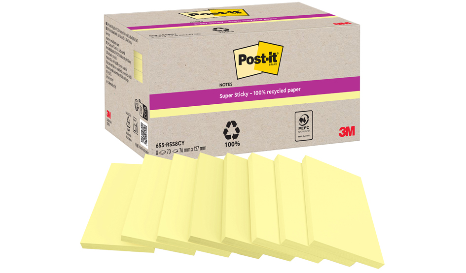 Post-it Bloc-notes super sticky Recycling Notes, jaune