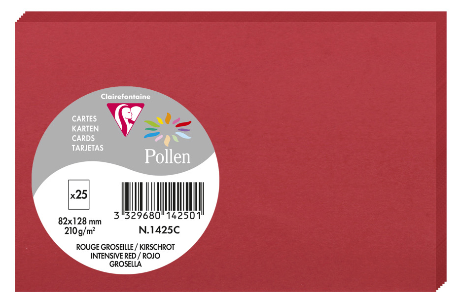 Pollen by Clairefontaine Carte 82 x 128 mm, rouge groseille