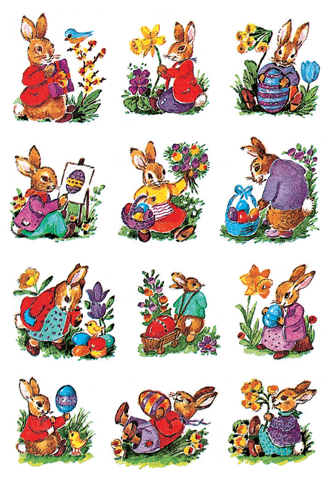 HERMA Stickers de Pâques DECOR 'Lapins nostalgiques'