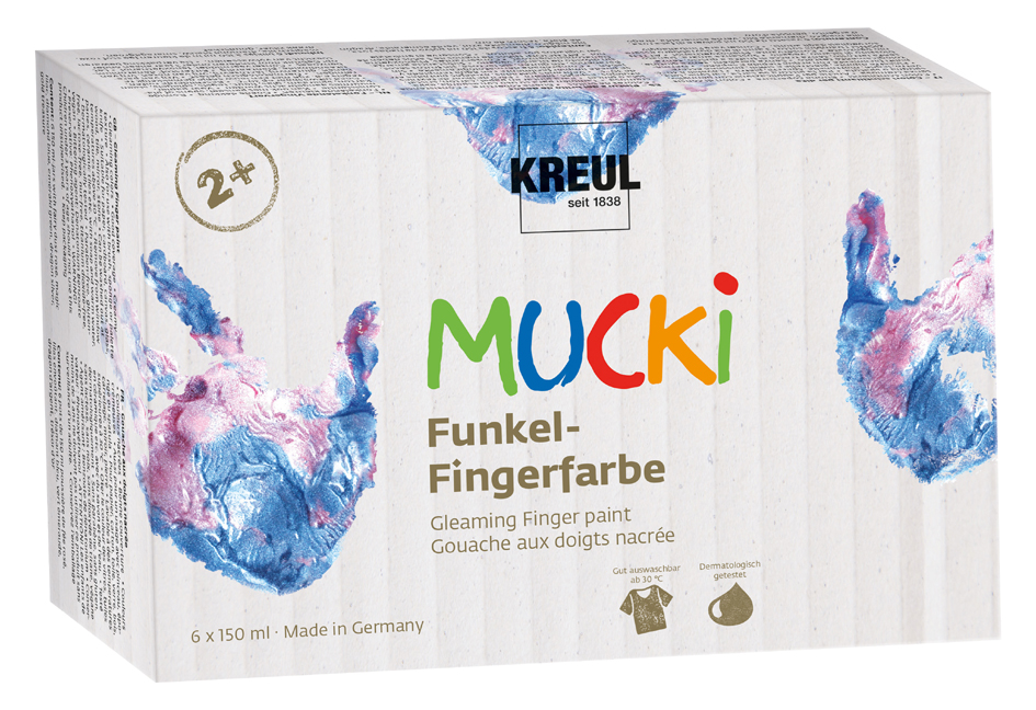 KREUL Gouache aux doigts nacrée 'MUCKI', 150 ml, set de 6