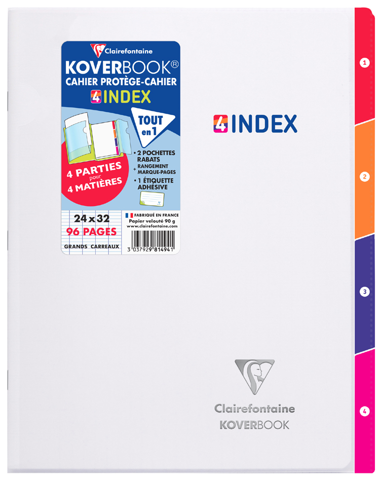 Cahier piqûre KOVERBOPOK 4INDEX, 240 x 320 mm