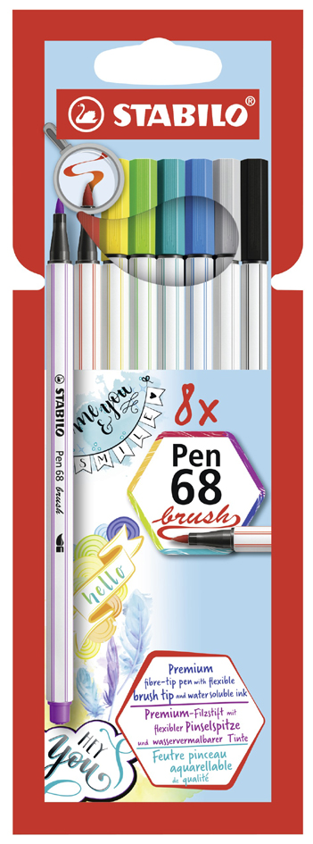 STABILO Feutre pinceau Pen 68 brush, étui en carton de 8