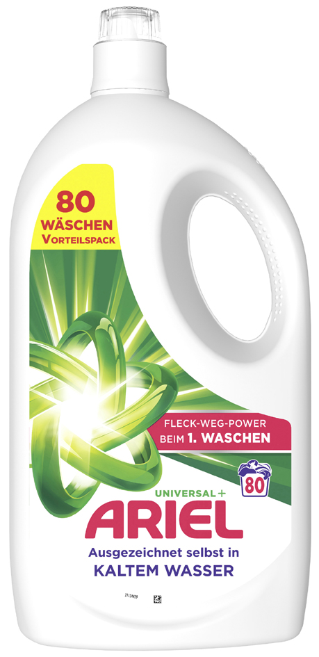 ARIEL Lessive liquide Universal+, 3,6 litres, 80 lavages