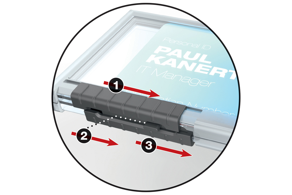 Porte-badge PUSHBOX TRIO, mécanisme coulissant