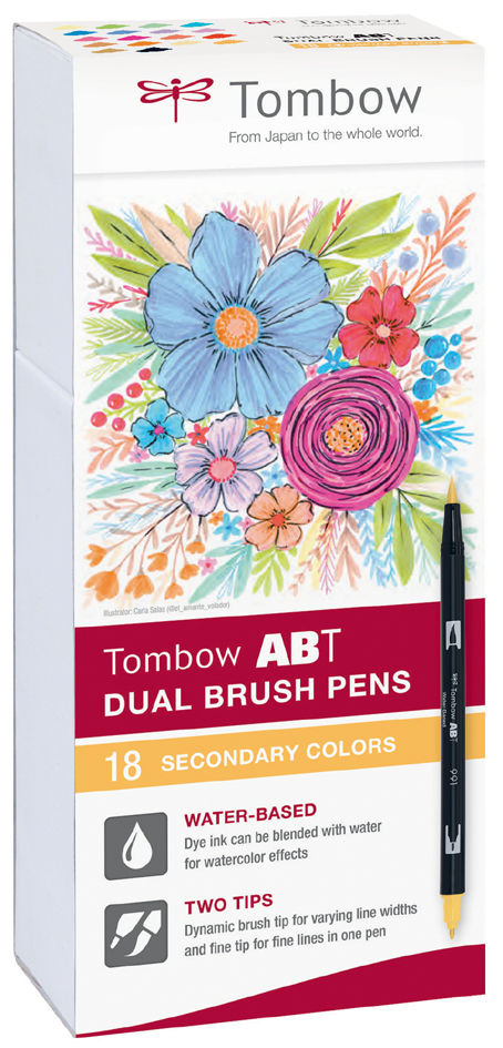 Feutre "ABT DUAL BRUSH PEN", set de 18 couleurs secondaires
