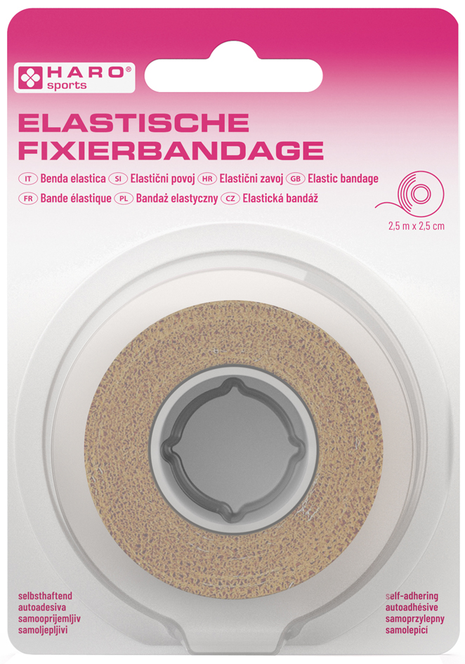 HARO Bande de fixation élastique, 25 mm x 2,5 m, ton chair