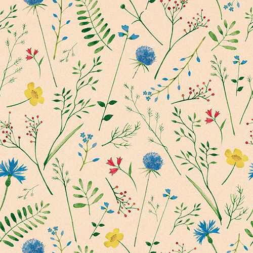PAPSTAR Serviettes à motif 'Sommaräng', 330 x 330 mm,naturel