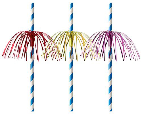 PAPSTAR Paille en papier 'Feu d'artifice', 200mm, bleu/blanc