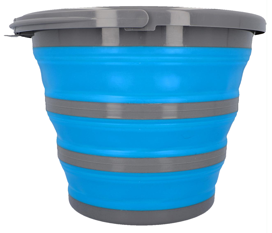 cartrend Seau, pliable, rond, 10 litres, gris/bleu