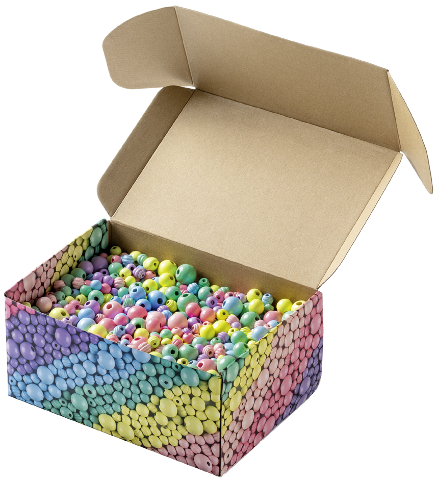 Mélange de perles en bois PASTEL Jumbobox, ouvert