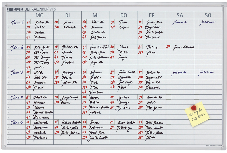 Plannings hebdomadaire