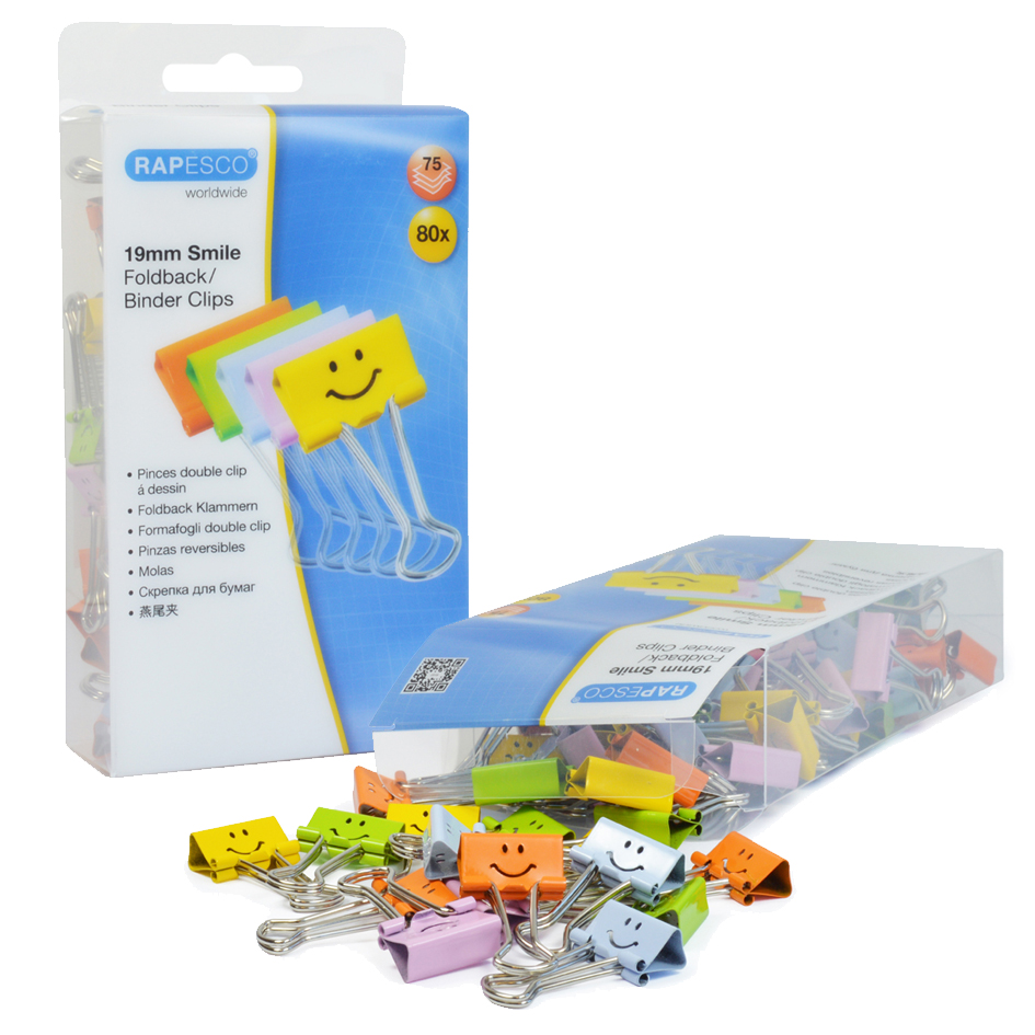RAPESCO Pince double clip, (L)19 mm, Smile, assorti