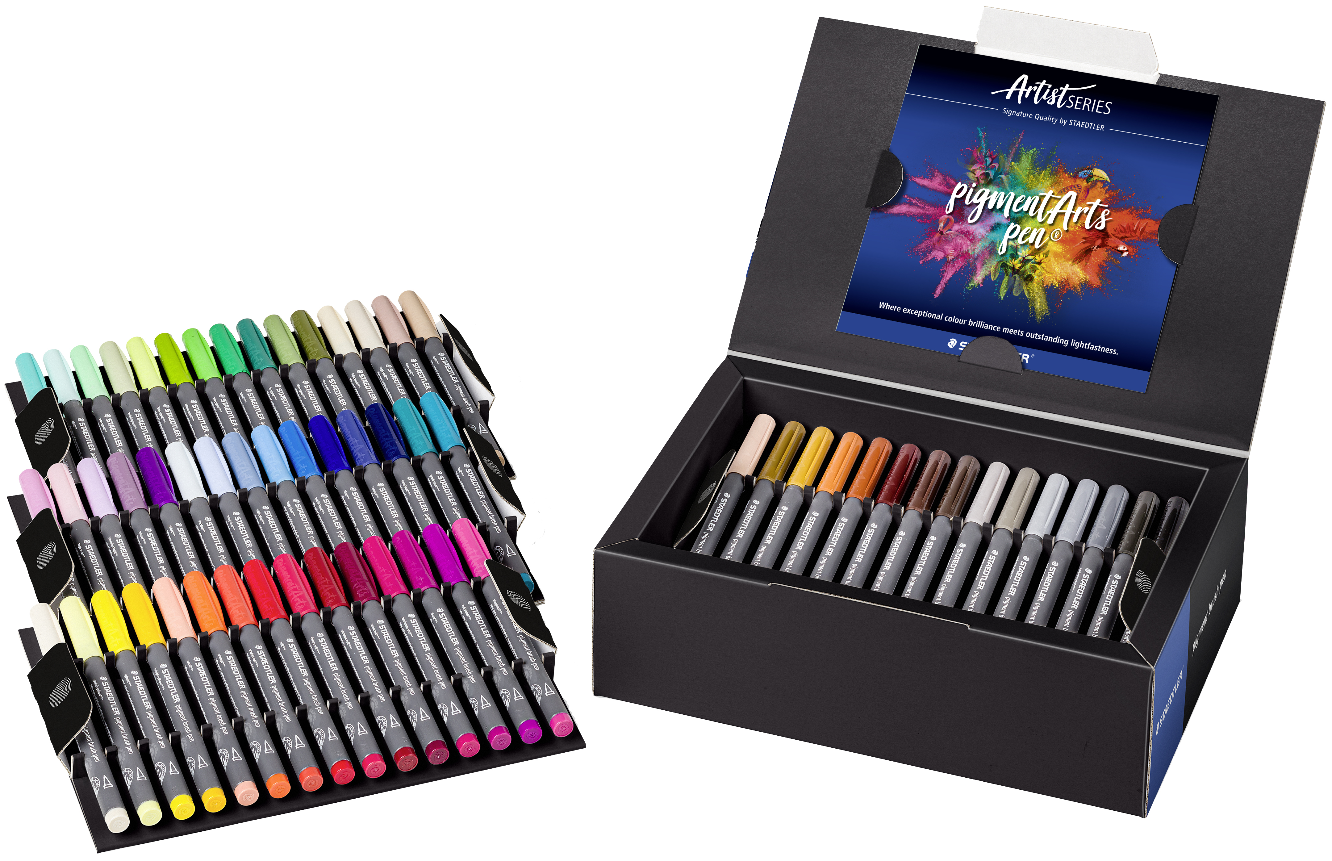 Feutre pigment brush pen, étui carton de 60