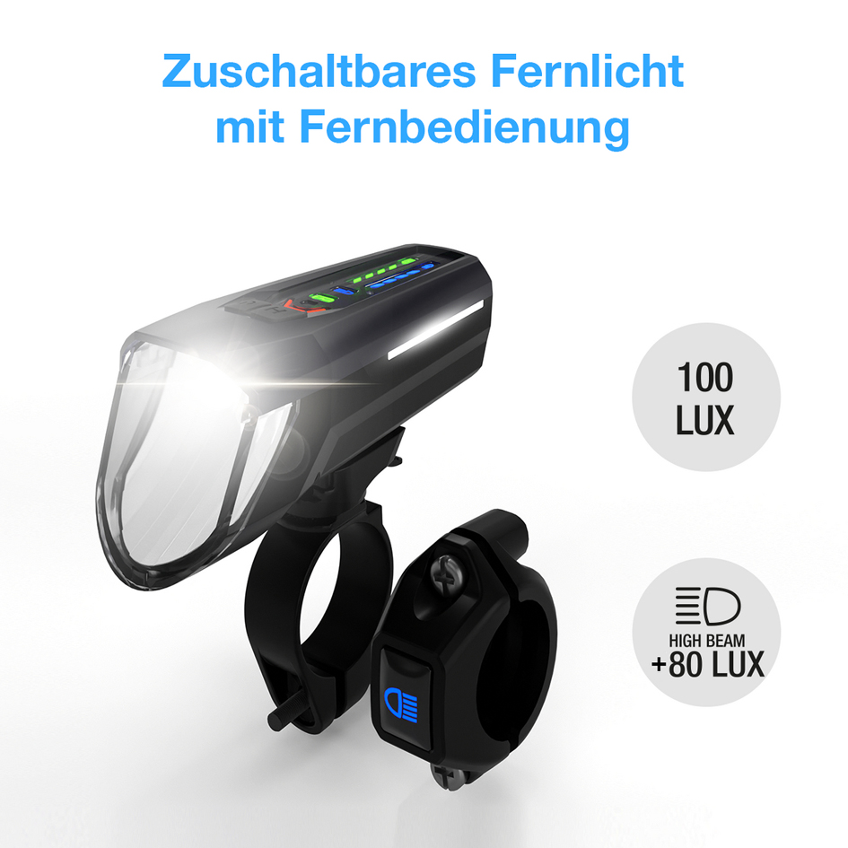 Feu avant LED pour vélo, avec fonction pleins phares