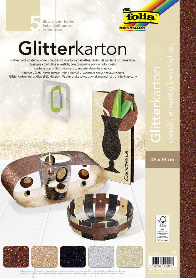 folia Carton à paillettes 'Classic', 240 x 340 mm, 300 g/m2