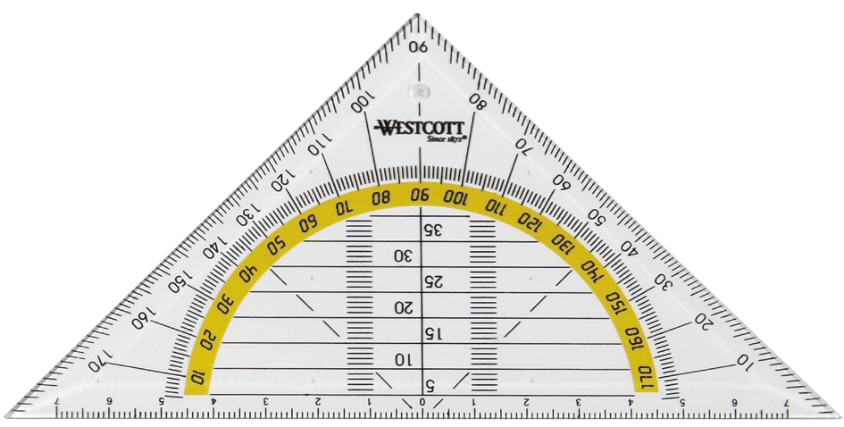 WESTCOTT Equerre géométrique, hypoténuse: 140 mm