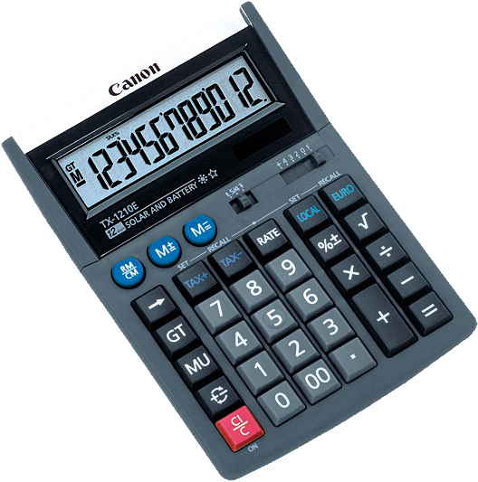 Canon Calculatrice de bureau TX-1210E, alimentation solaire