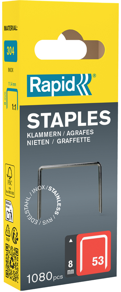 Rapid Agrafe fil fin no. 53, 8 mm, petit paquet