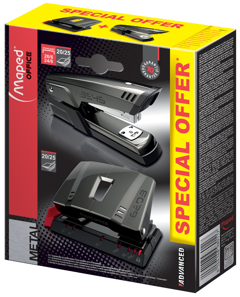 Maped Set d'agrafeuse et de perforateur Advanced, taupe