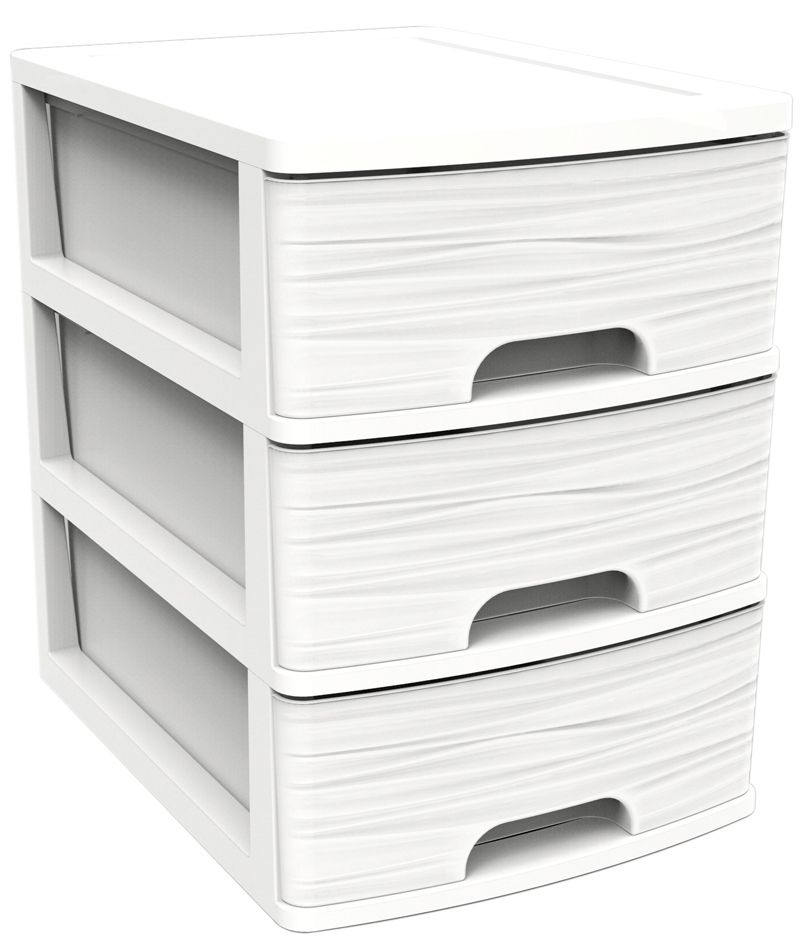 EDA Module de classement STONE, A4, 3 tiroirs, PP, blanc