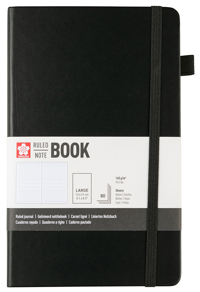 SAKURA Carnet, 130 x 210 mm, ligné, noir