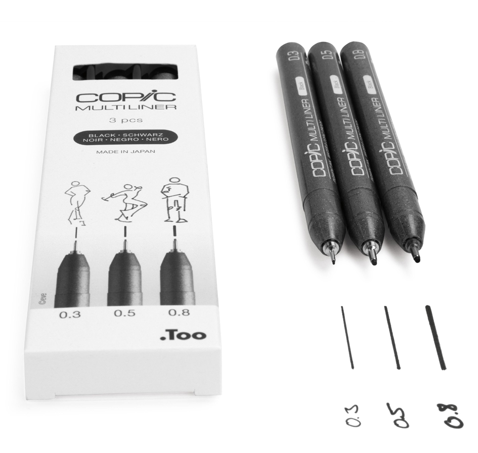 Feutre fin MULTILINER, set de 3 - épaisseurs de trait