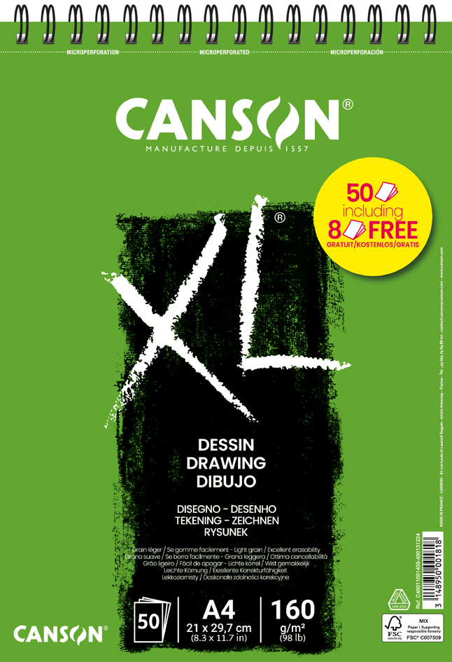 CANSON Bloc croquis et études 'XL DESSIN' Promo, A4