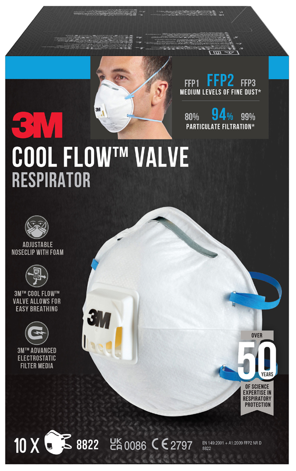 Masque respiratoire Cool Flow 8822, lot de 10