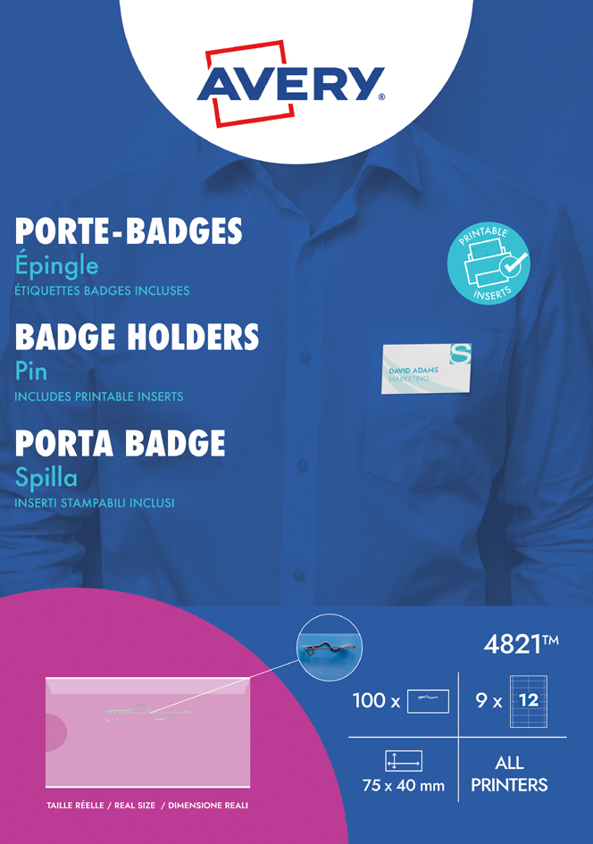 Porte-badges, avec épingle