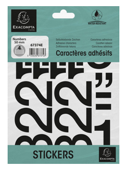 EXACOMPTA Chiffres auto-adhésifs 0-9, 50 mm, noir