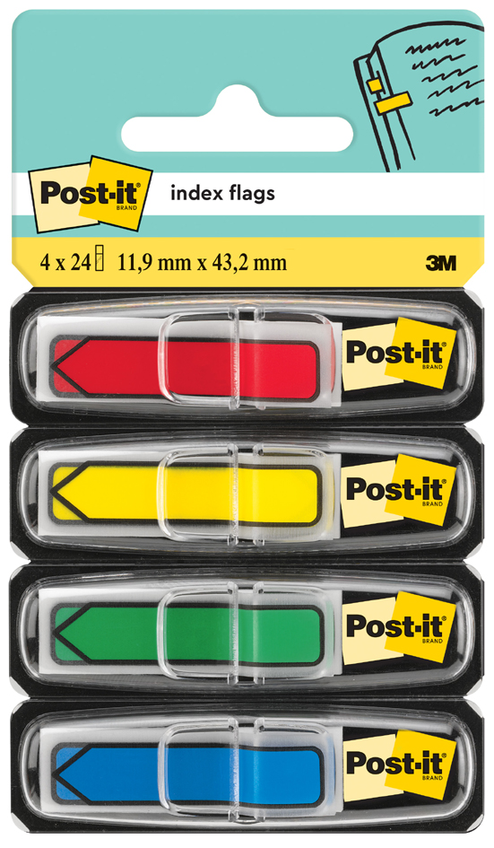 Post-it Marque-page Index Flèche, 11,9 x 43,2 mm, 4 couleurs
