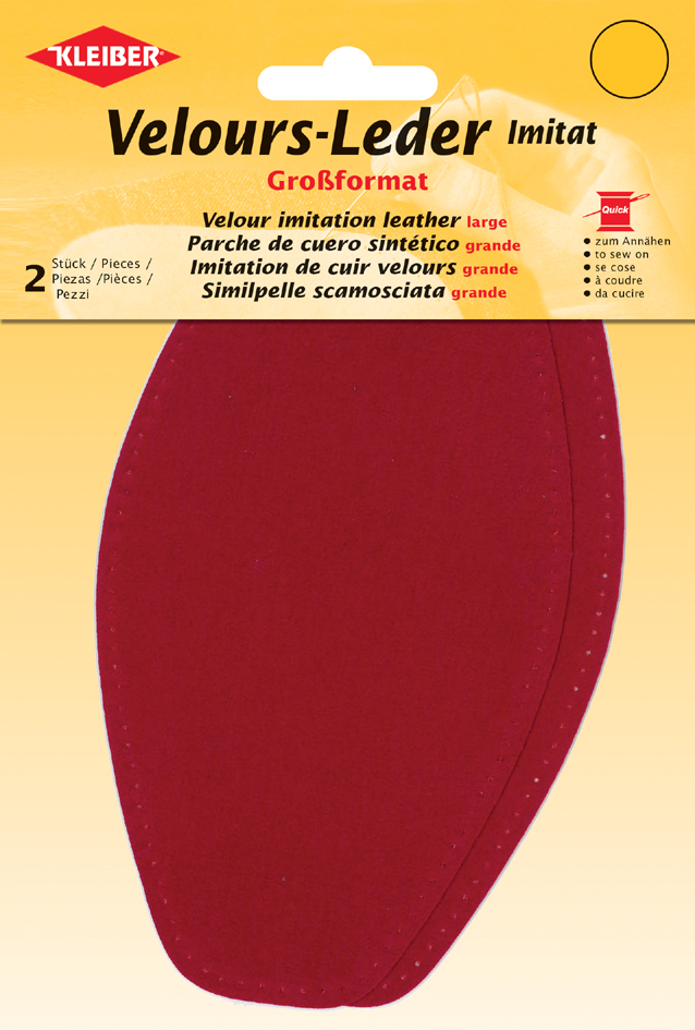 KLEIBER Patch imitation cuir velours, 185x95 mm, rouge