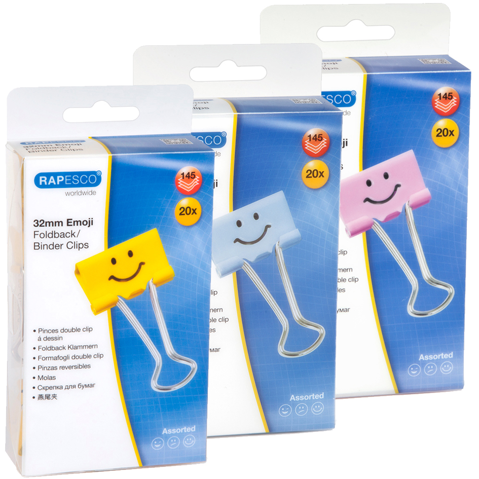 RAPESCO Pince double clip, (L)32 mm, bleu clair, émoticône