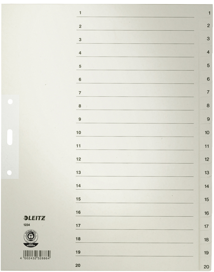 LEITZ Intercalaires en papier naturel, numéroté, format A4