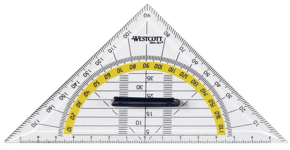 WESTCOTT Equerre géométrique, hypoténuse: 140 mm, poignée