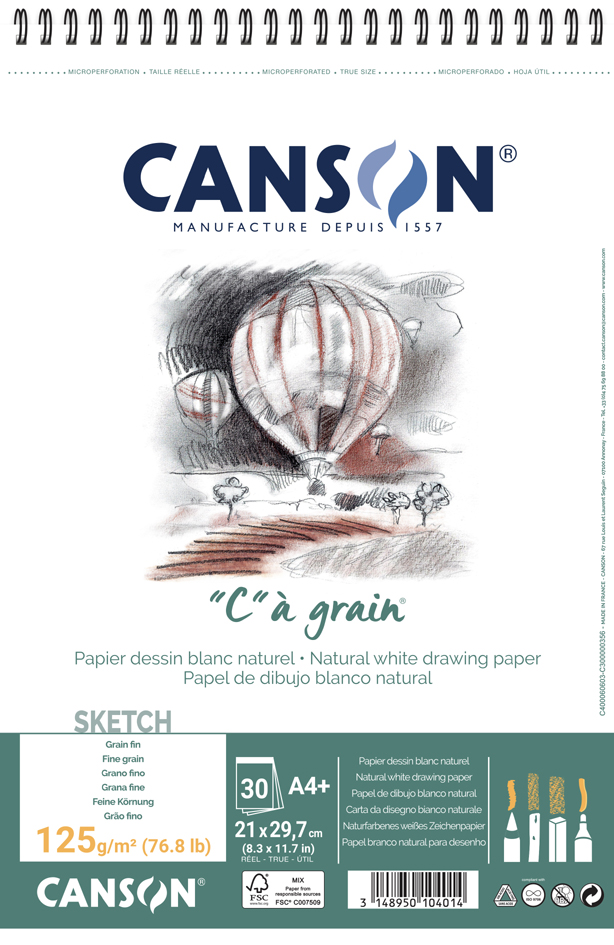 CANSON Album spiralé de papier dessin 'C' à grain, A3