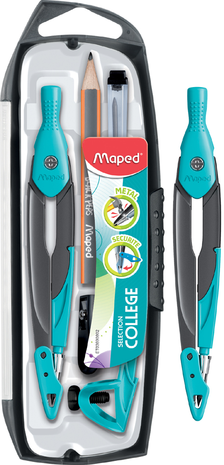 Maped Boîte de compas Metal Open, 5 pièces, présentoir de 10