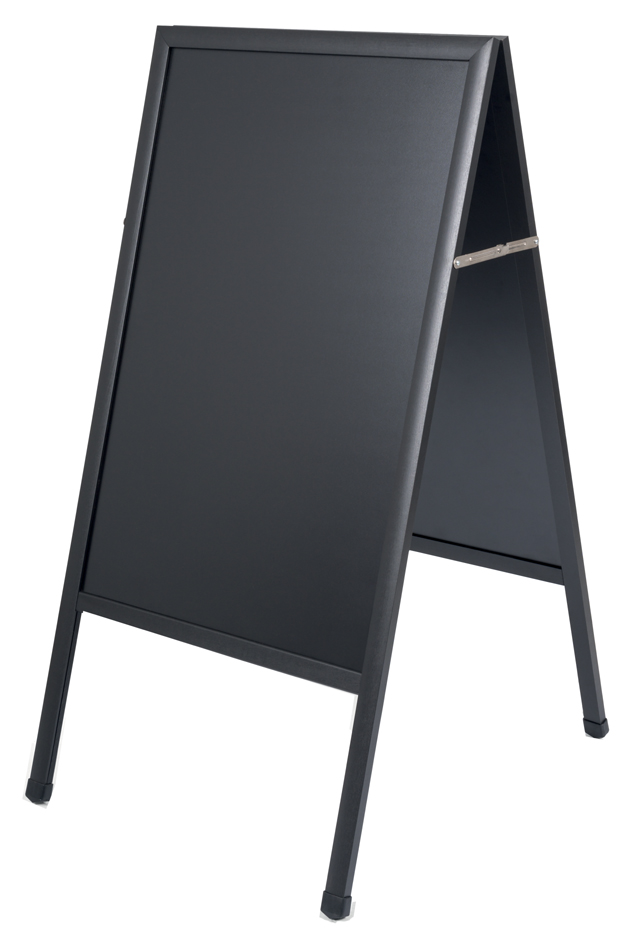 Bi-Office Panneau trottoir, avec tableau noir, noir