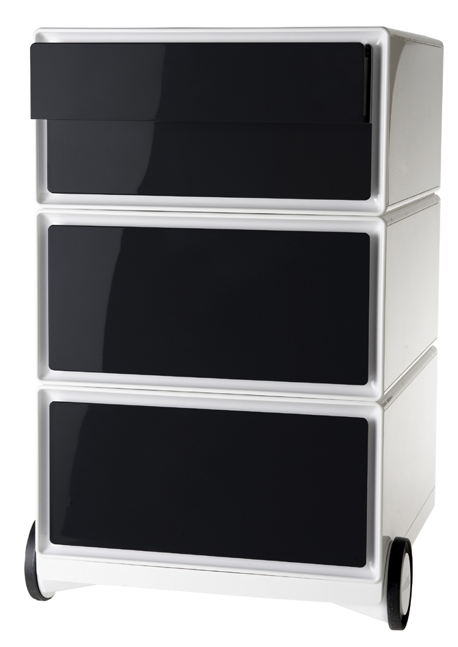 PAPERFLOW Caisson mobile 'easyBox', 4 tiroirs, blanc / noir