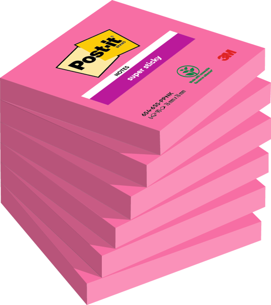 Post-it Bloc-note super sticky notes, 76 x 76 mm, rose