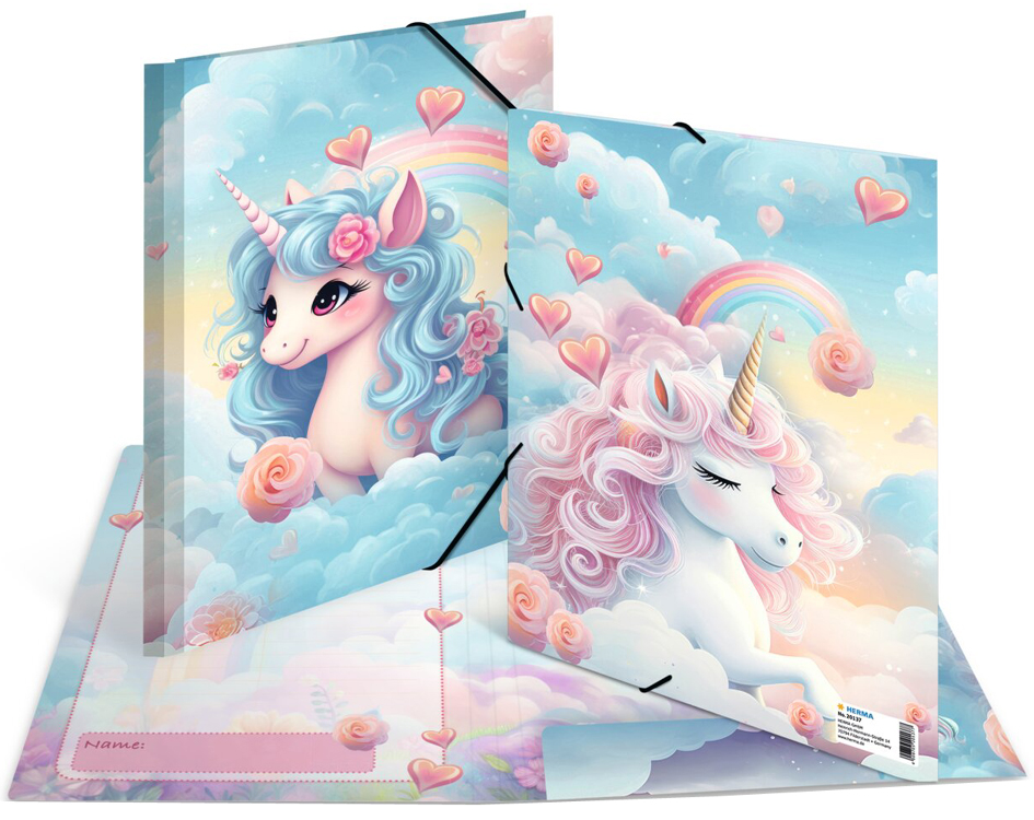 HERMA Chemise à élastique 'Happy Unicorns', carton, A4