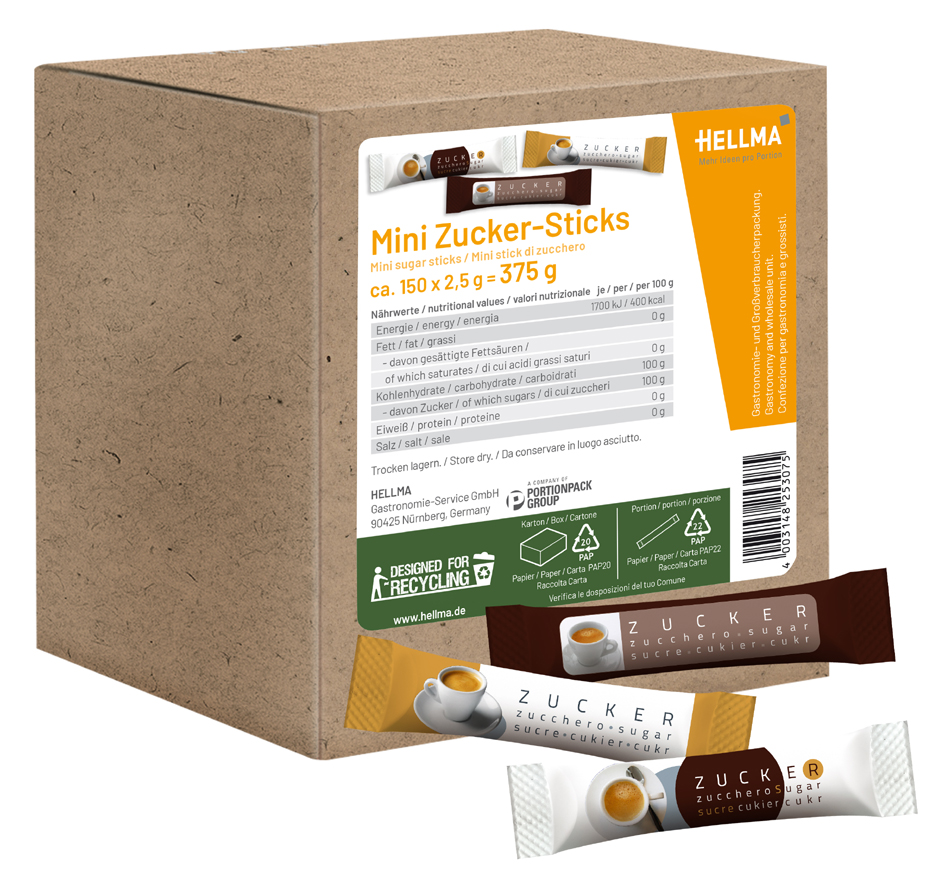 HELLMA Mini sticks de sucre, dans un carton
