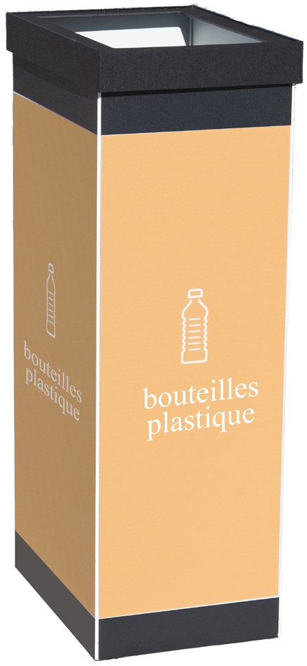 Collecteur pour tri sélectif bouteilles plastique, noir