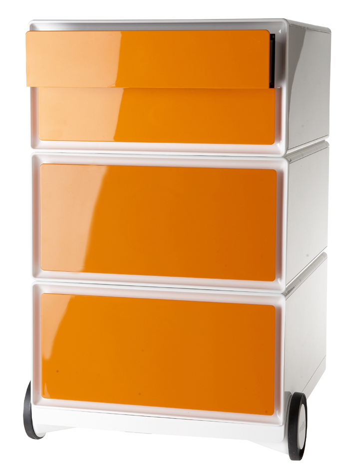 PAPERFLOW Caisson mobile 'easyBox', 4 tiroirs, blanc/orange
