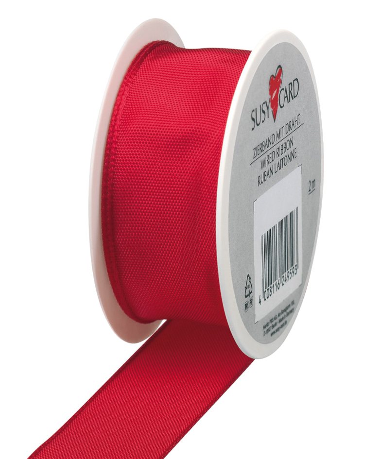 SUSY CARD Ruban cadeau, sur bobine 'Trend', rouge