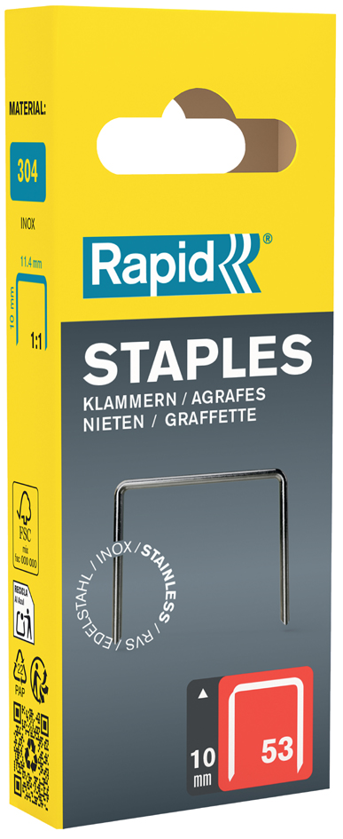 Rapid Agrafe fil fin no. 53, 10 mm, petit paquet