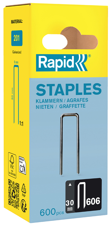 Rapid Agrafe à dos étroit no. 606, 30 mm, petit paquet