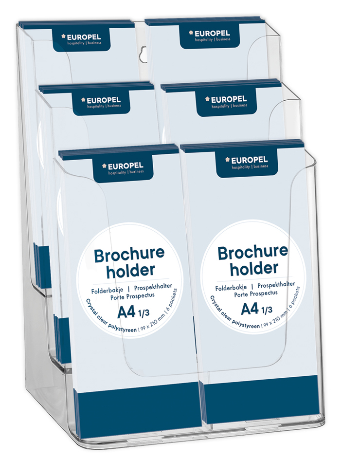 EUROPEL Porte-brochures, 1/3 A4 portrait, transparent